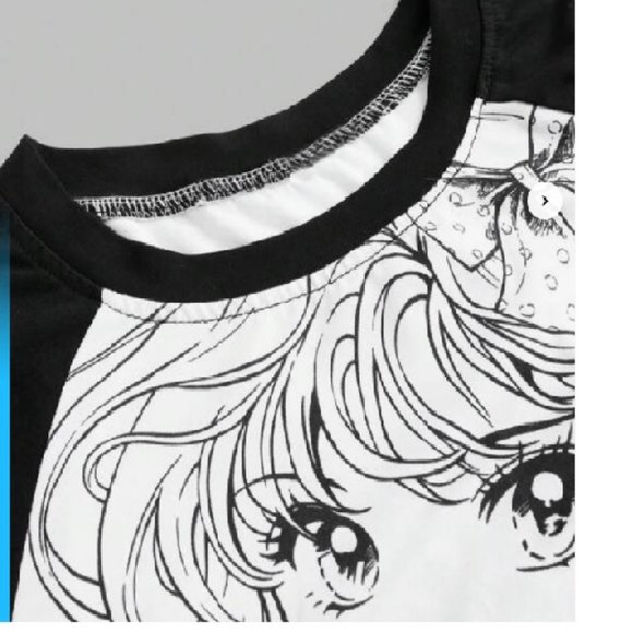 NWT Anime & Letter Print  Raglan Sleeve Top - Picture 4 of 8
